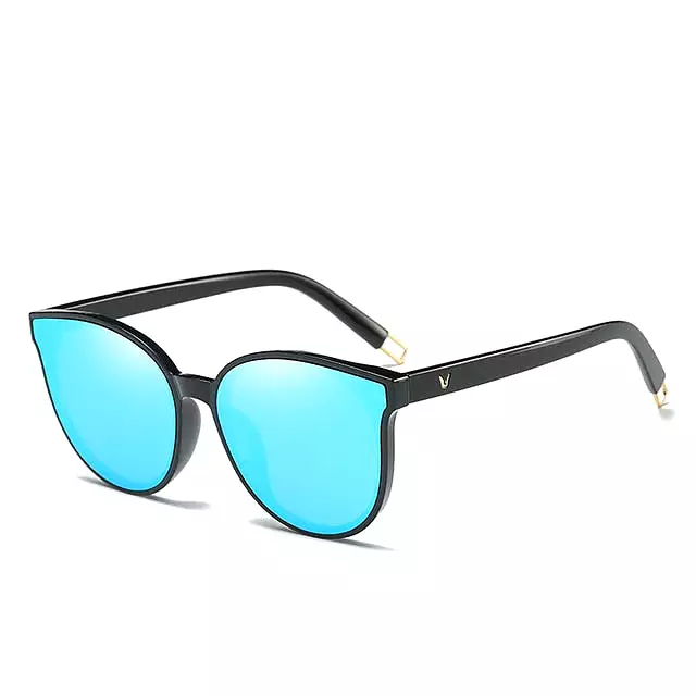 2023 Mirror Flat Top Cat Eye Elegant Sunglasses Woman Oculos De Sol Men Twin Beam Oversized Sun Glasses UV400