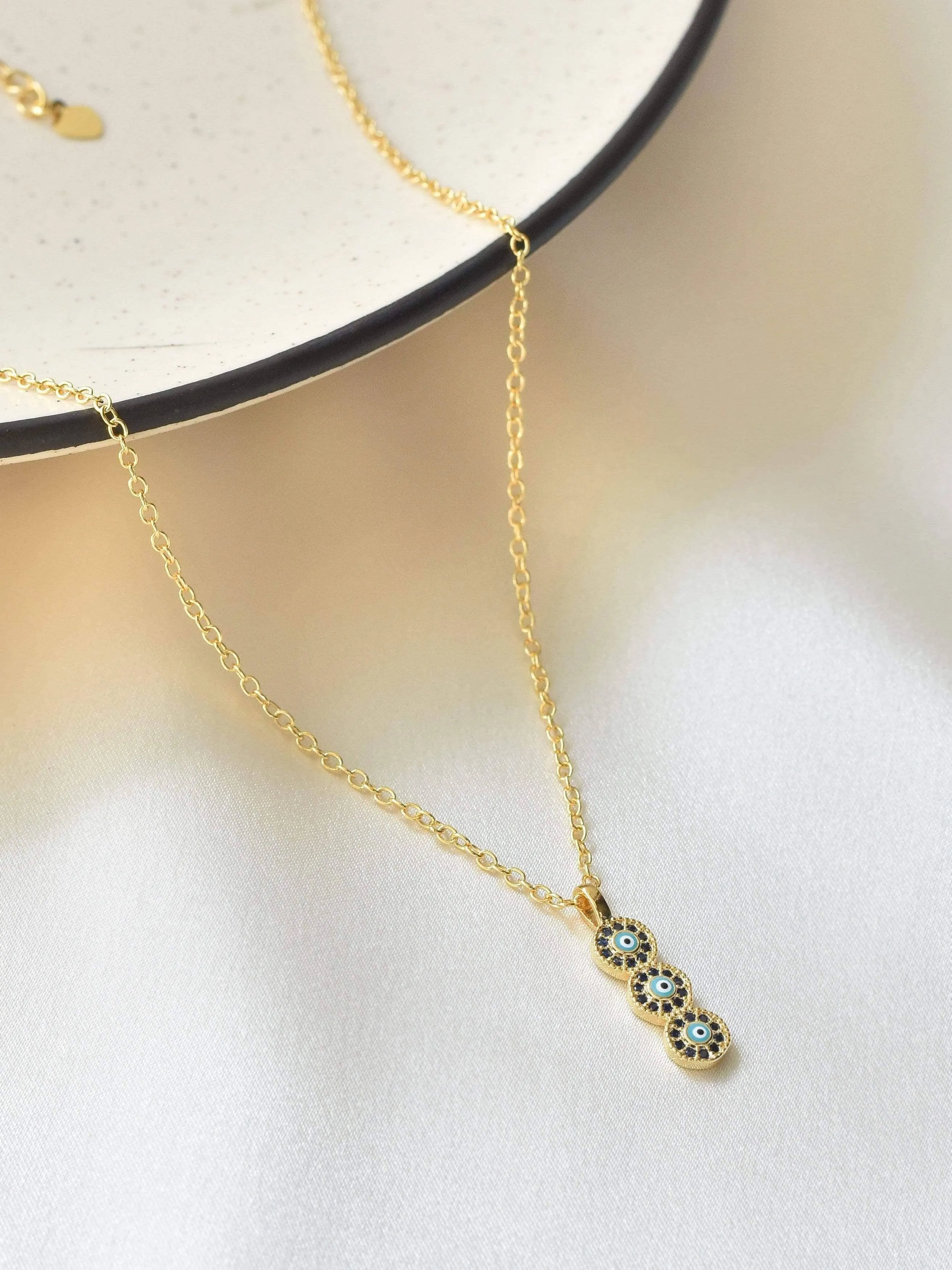 Adriana Gold Plated Evil Eye Necklace