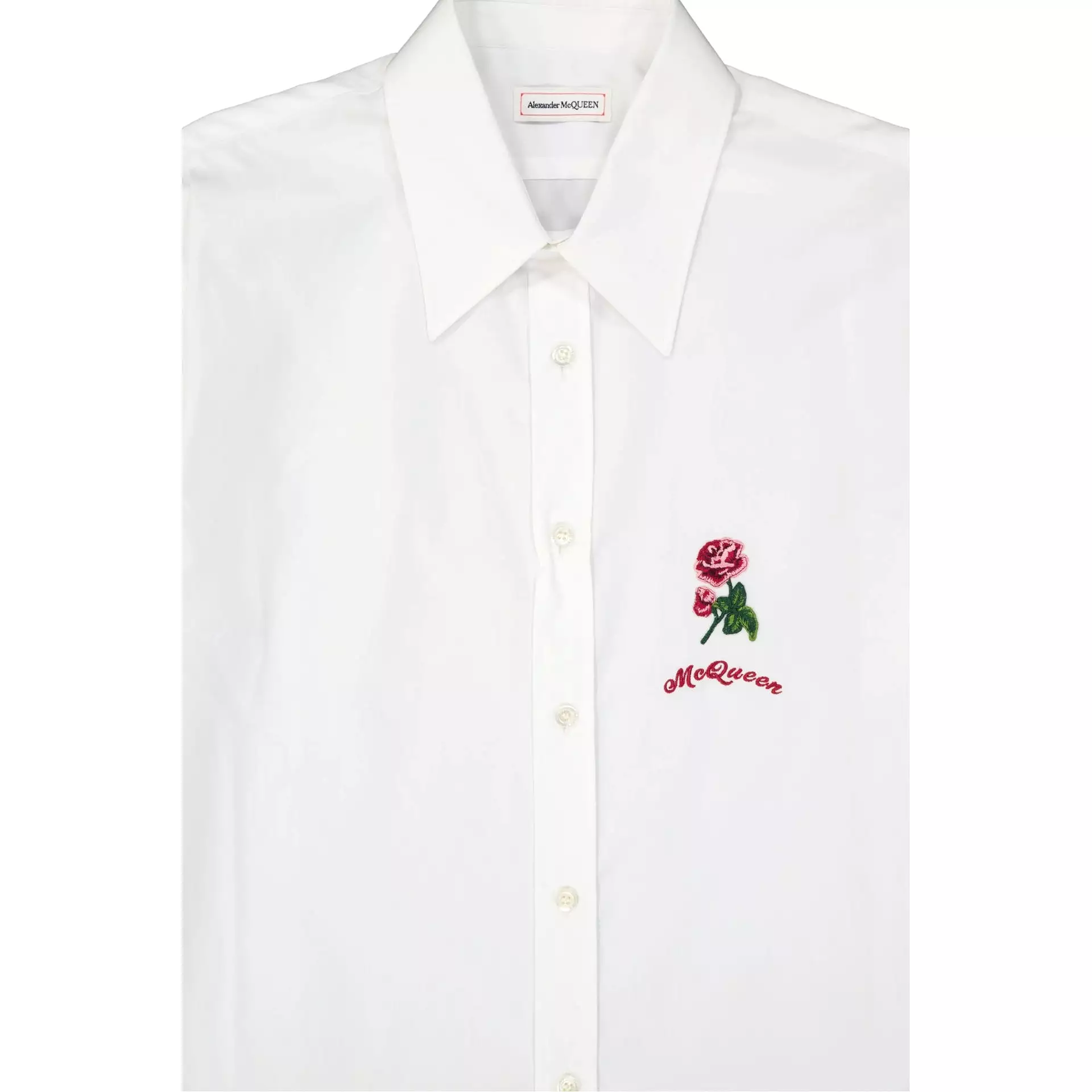 Alexander Mcqueen - Camicia in cotone con dettaglio floreale