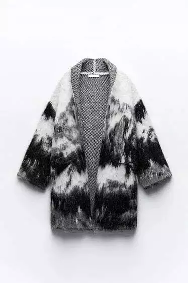 Artistic Paiting Mohair Cardigan For Women Loose Long Sleeve Knitted Cardigans 2023