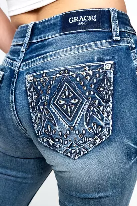 Aztec 3D Modify Embellished Mid Rise Bootcut Jeans