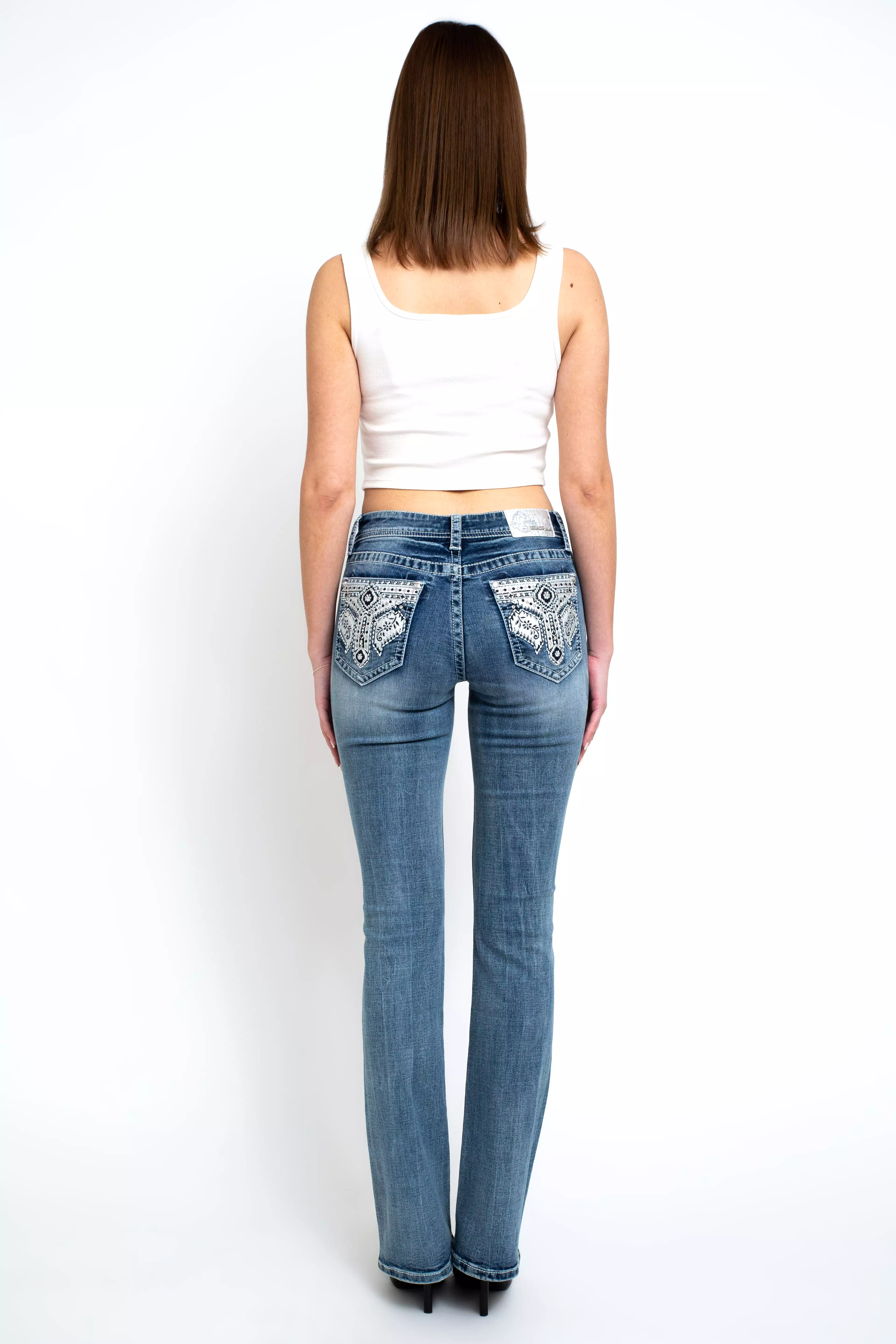 Aztec Modify Embellished Mid Rise Bootcut Jeans