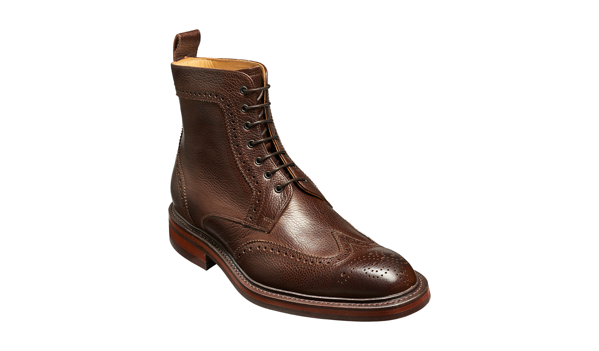 Barker Calder Rugged Wind Cap Boot-  Dark Brown Grain