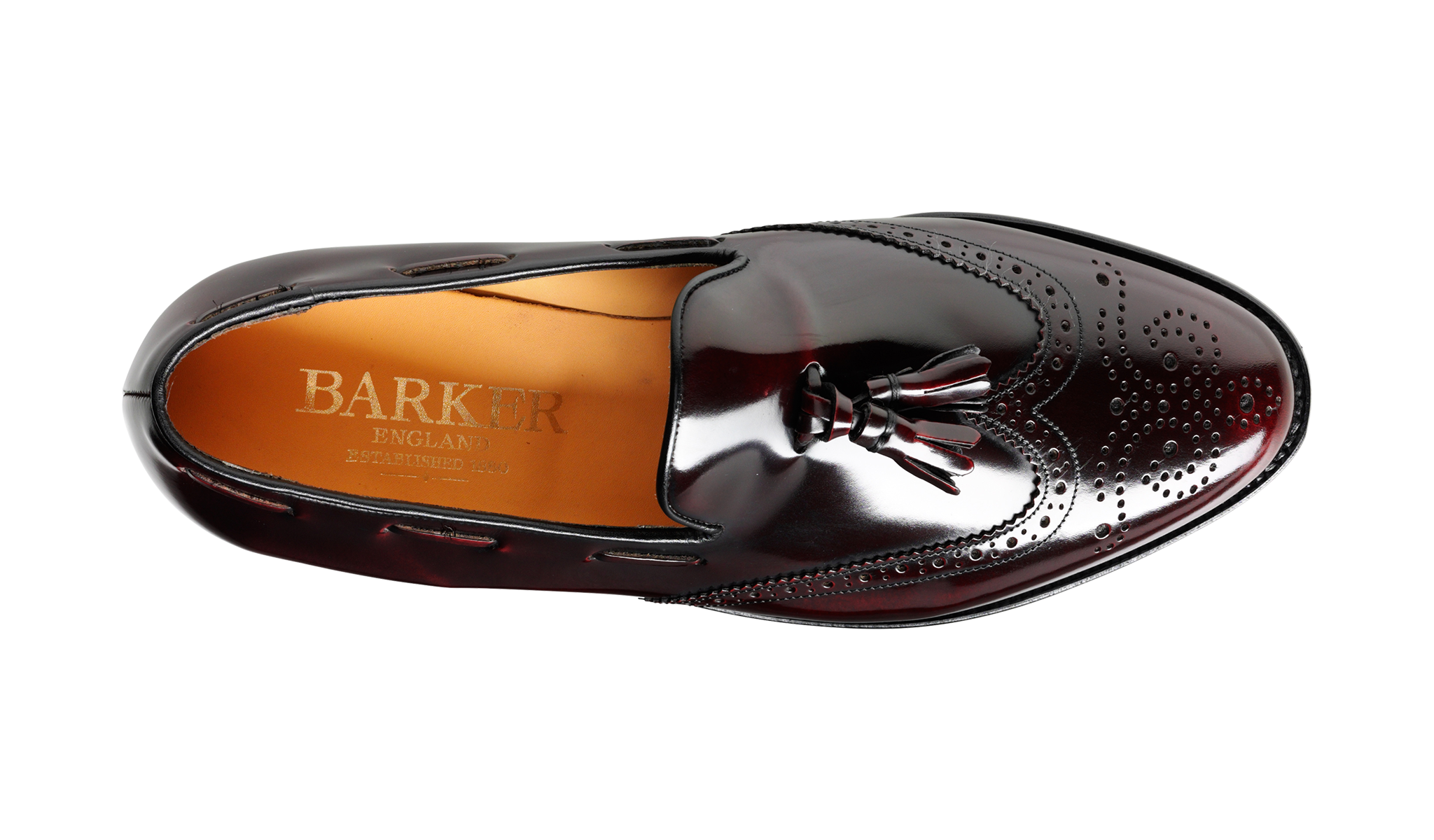 Barker Clive  Classic Wing Cap Loafer -Hi Shine Burgundy