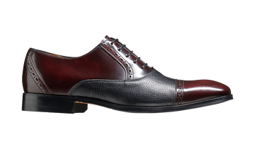 Barker Ramsgate Toe-Cap Oxford Shoe - Burgundy High-Shine/Black