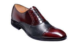 Barker Ramsgate Toe-Cap Oxford Shoe - Burgundy High-Shine/Black