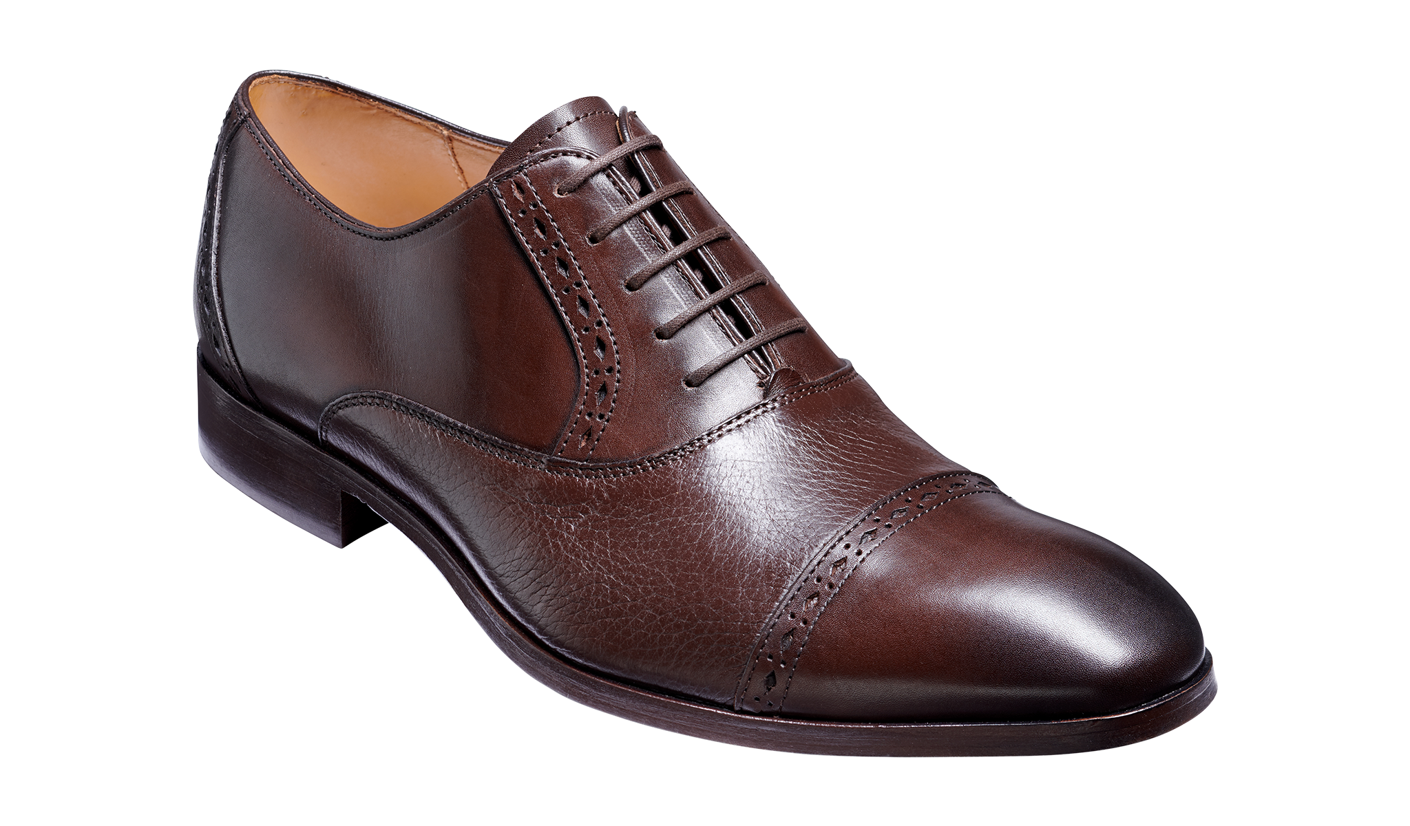 Barker Ramsgate Toe-Cap Oxford Shoe - Dark Walnut / Dark Brown Derskin