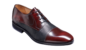 Barker Southwold Toe-Cap Shoe -  Burgundy Hi -Shine/ Black Deerskin