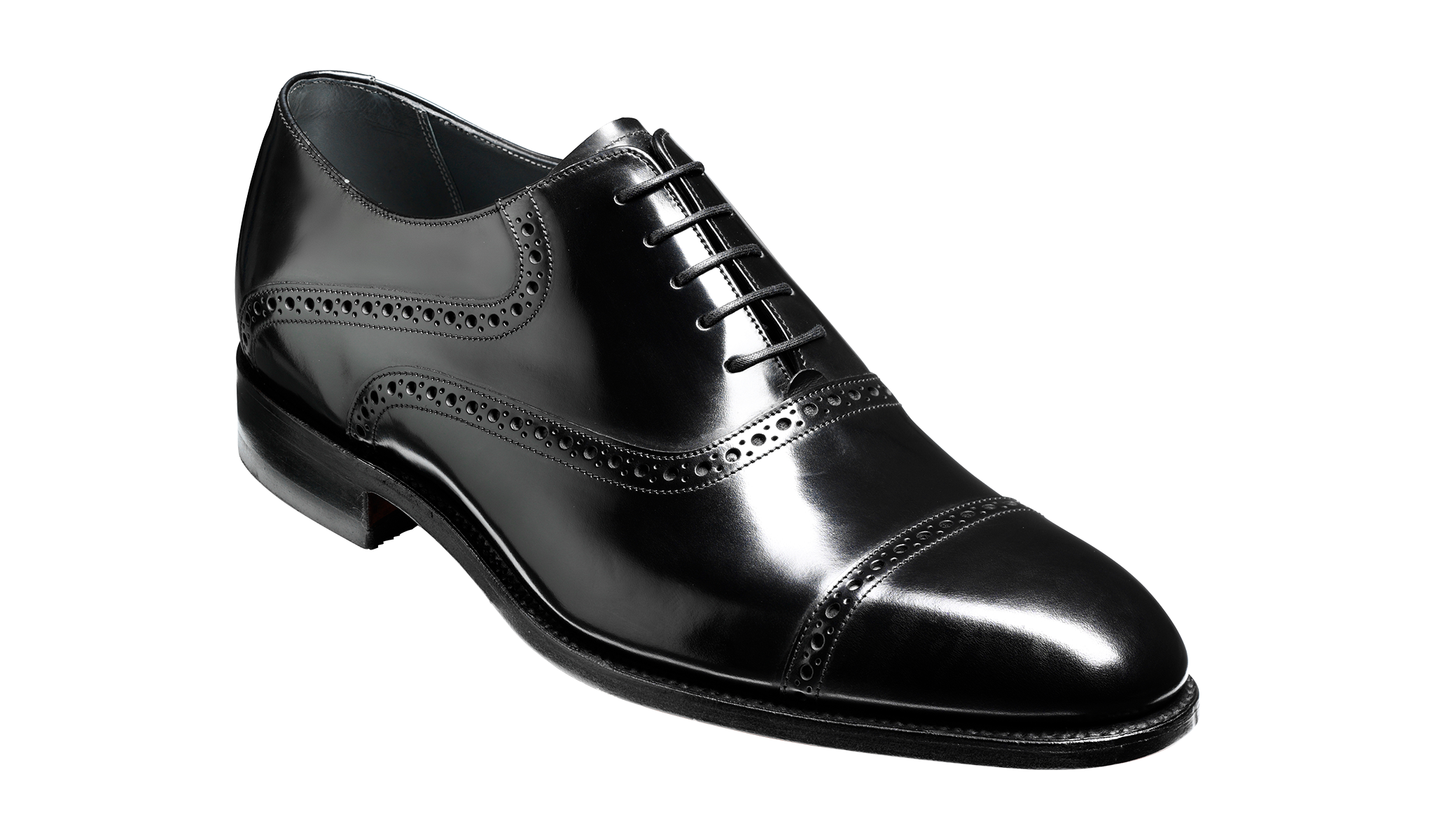 Barker Wilton toe- cap Oxford Shoe - Hi Shine Black