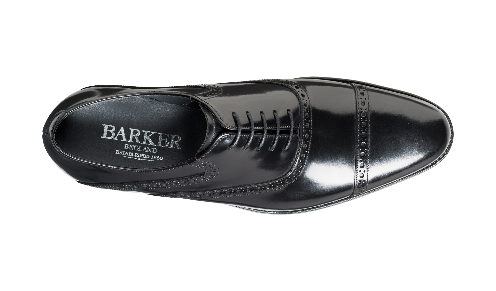 Barker Wilton toe- cap Oxford Shoe - Hi Shine Black