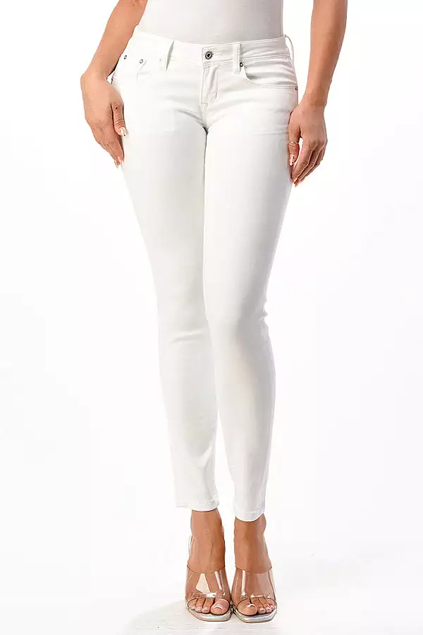 Basic White Soft Denim Mid Rise Skinny Jeans