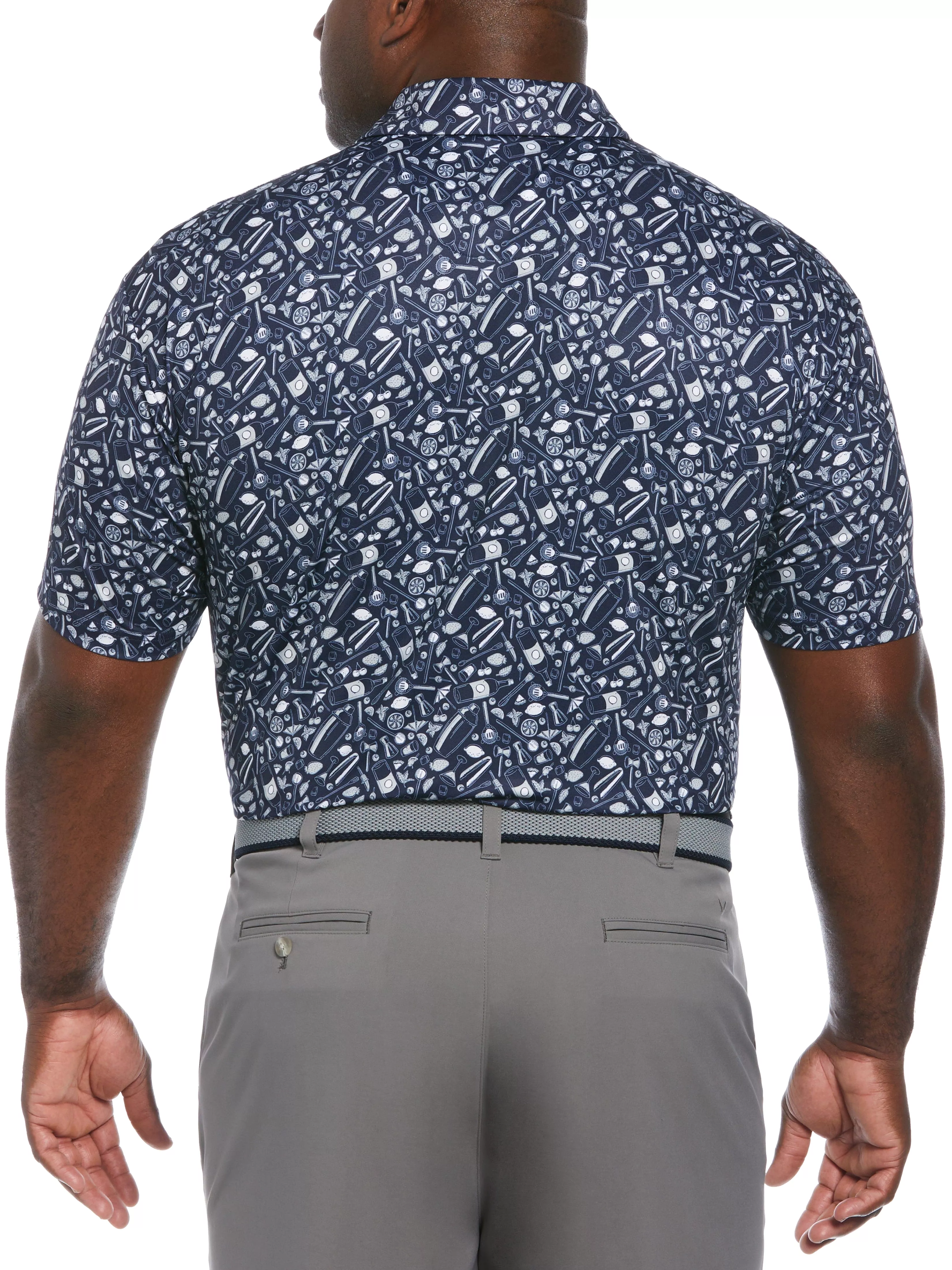 Big & Tall Tropical Cocktail Print Short Sleeve Golf Polo