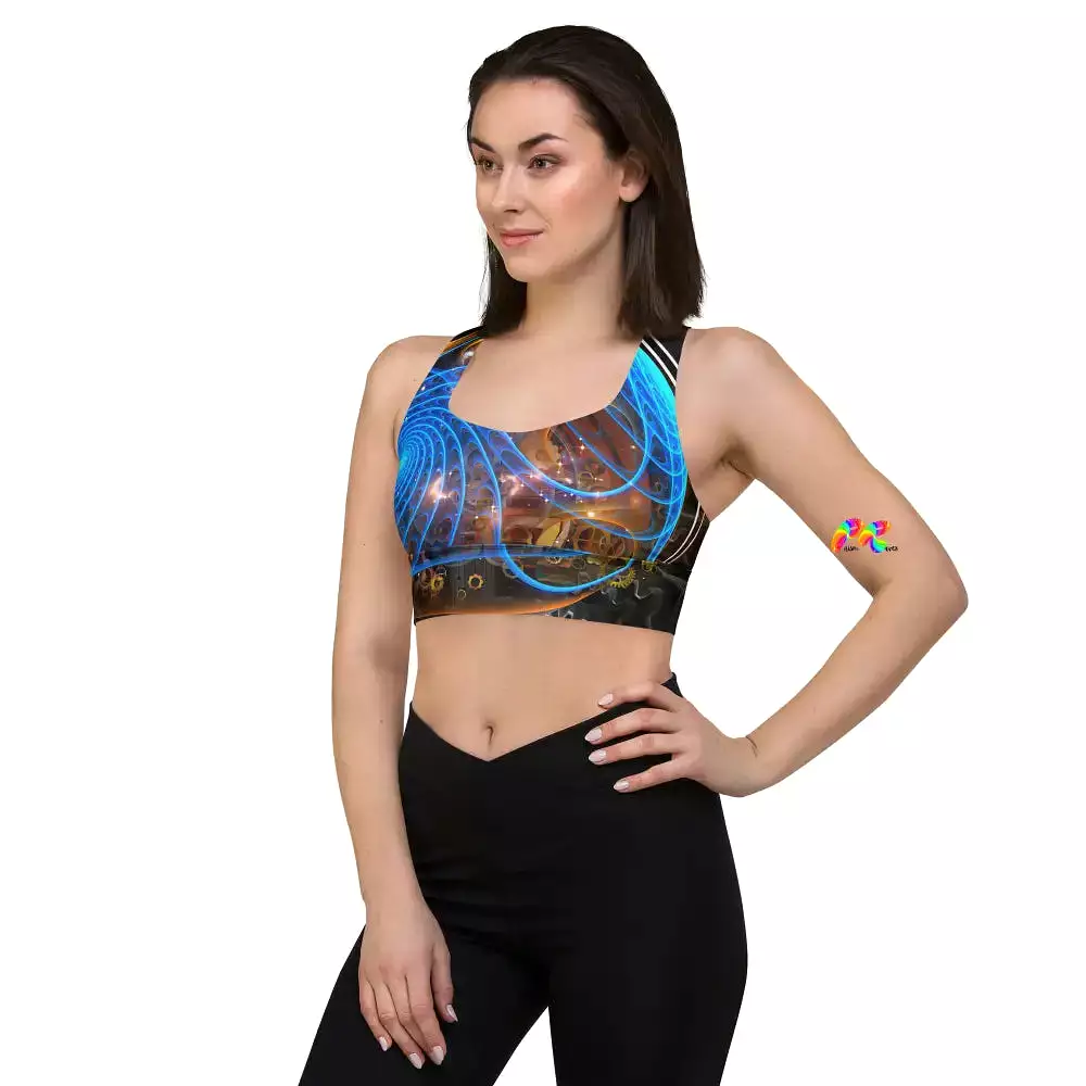 Blue Cosmic Longline Sports Bra