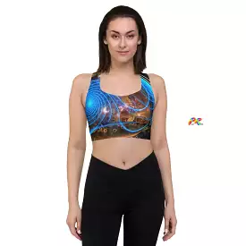 Blue Cosmic Longline Sports Bra