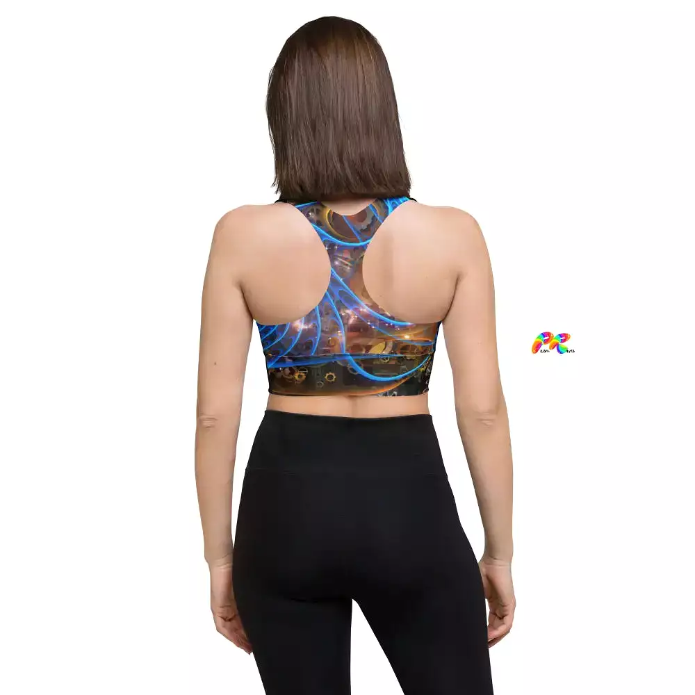 Blue Cosmic Longline Sports Bra