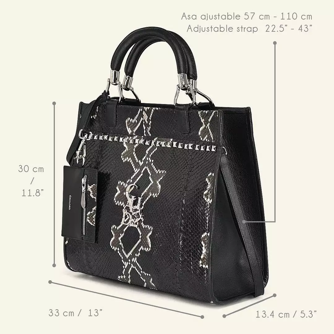 BOD0DPH - Cuadra black dress fashion python totebag for women