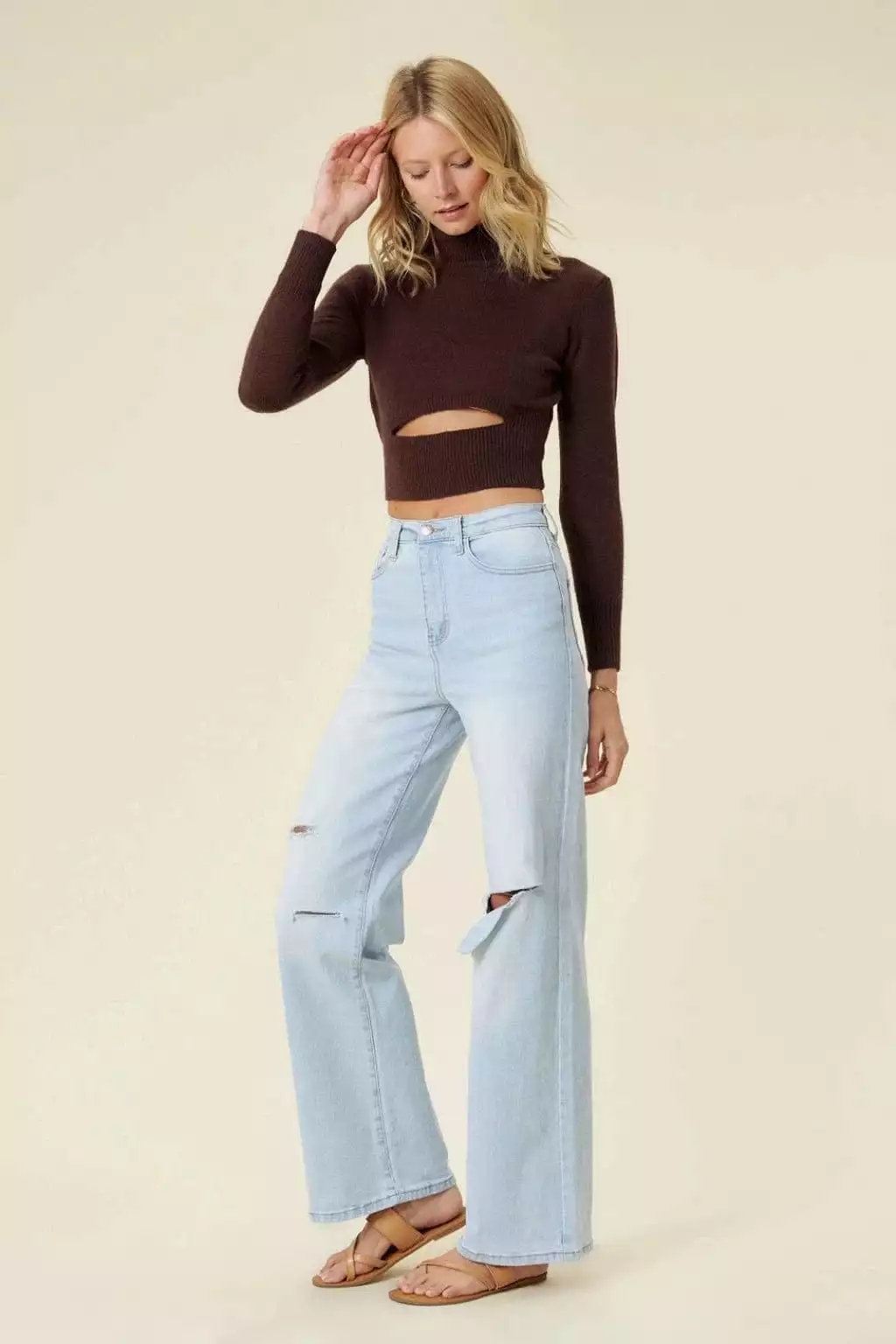 Catching Your Eye Straight Leg Jeans-Blue