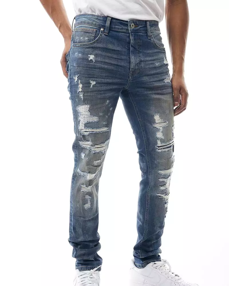 Distressed Washed Denim Jean