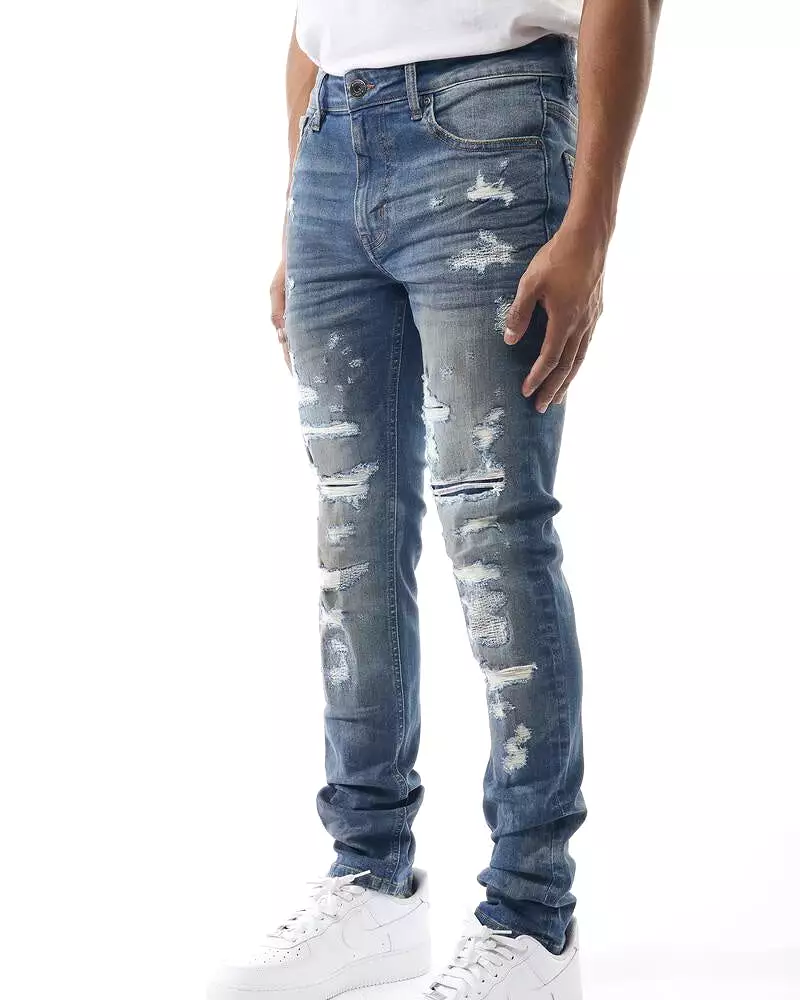 Distressed Washed Denim Jean