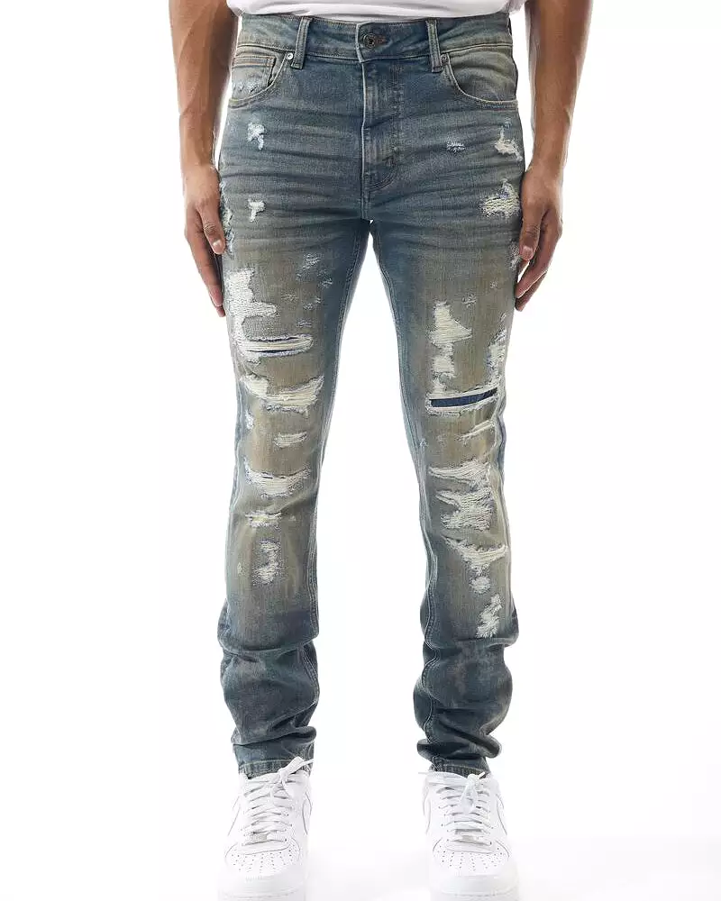 Distressed Washed Denim Jean