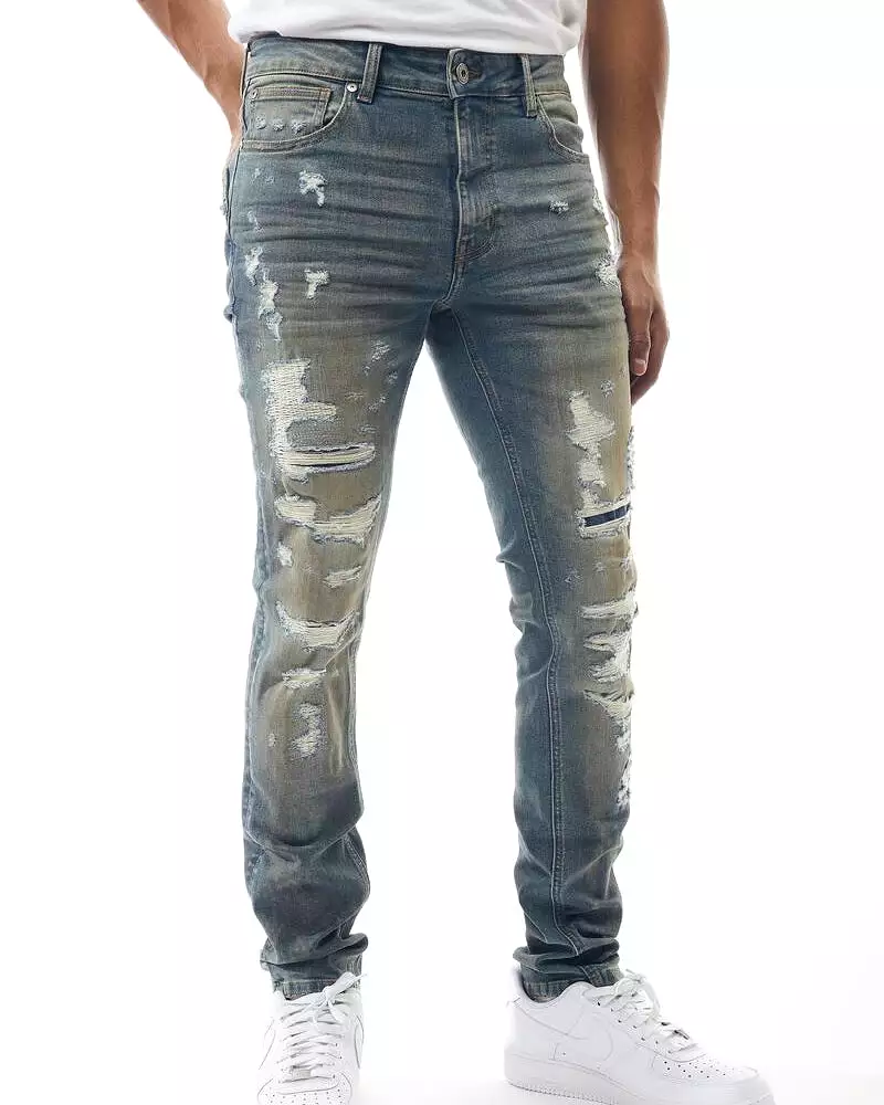 Distressed Washed Denim Jean