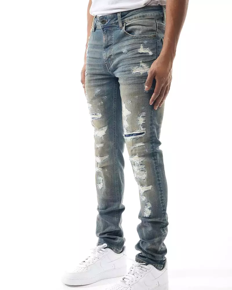 Distressed Washed Denim Jean