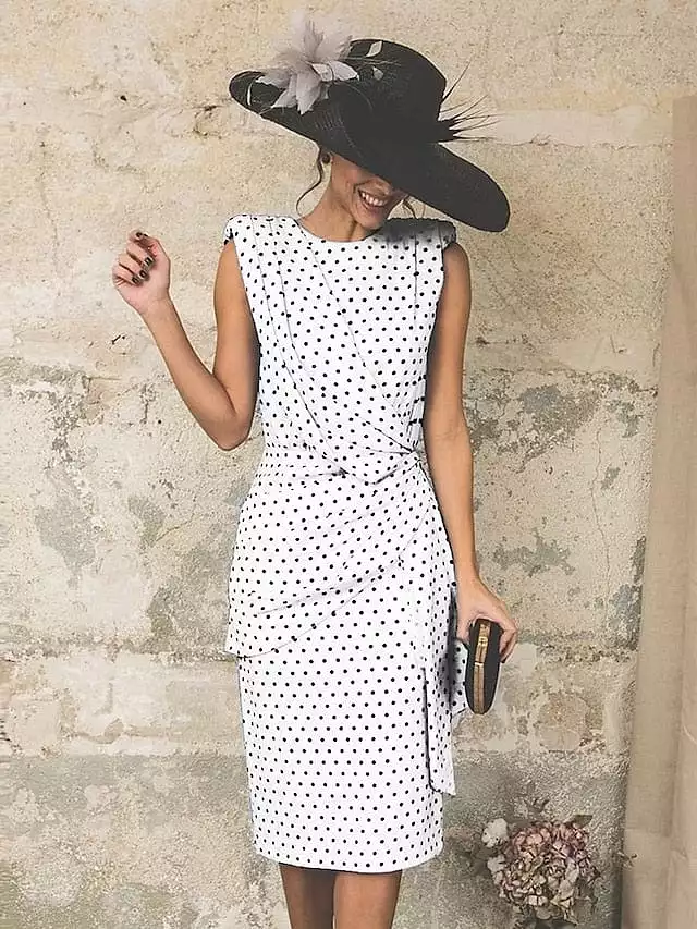 Elegant Polka Dot Print Sheath Dress for Women