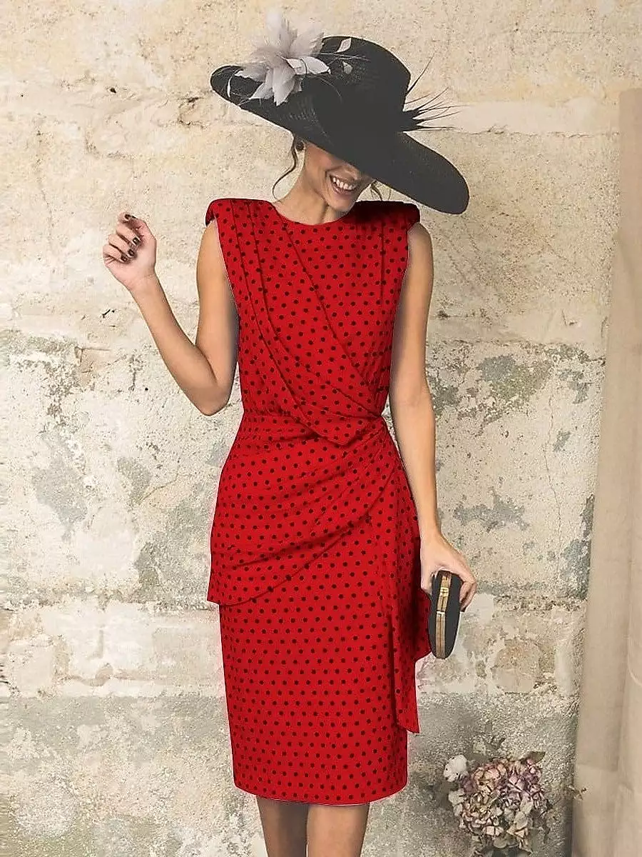 Elegant Polka Dot Print Sheath Dress for Women