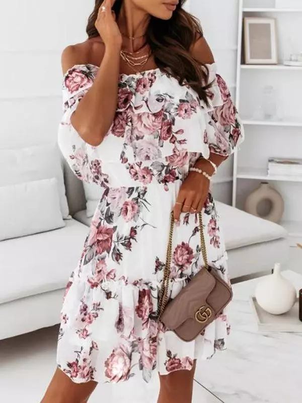 Floral Ruffle Mini Day Dress