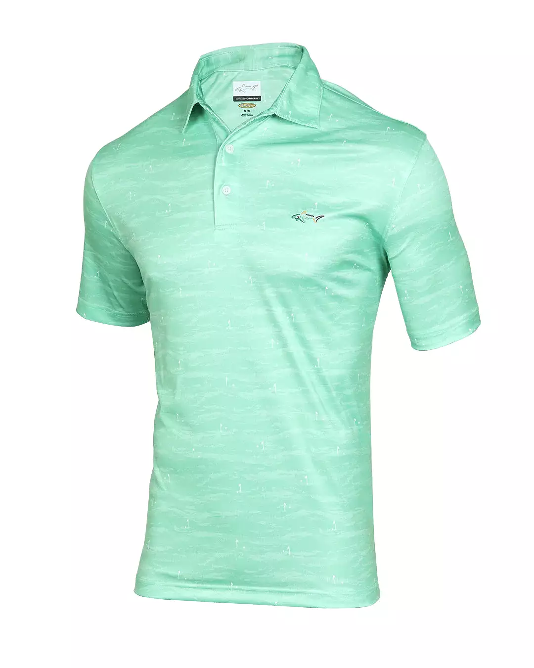 GREG NORMAN Lime Meadow Print Golf Polo T Shirt