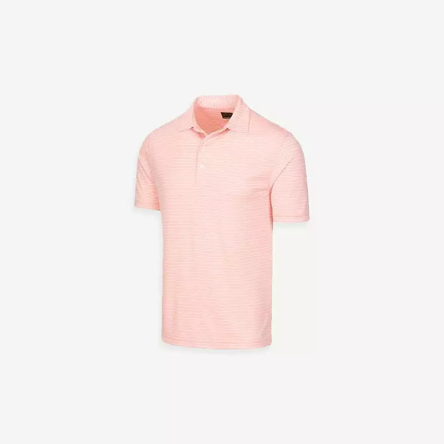 Greg Norman Men's Protek Stripe Peach Polo