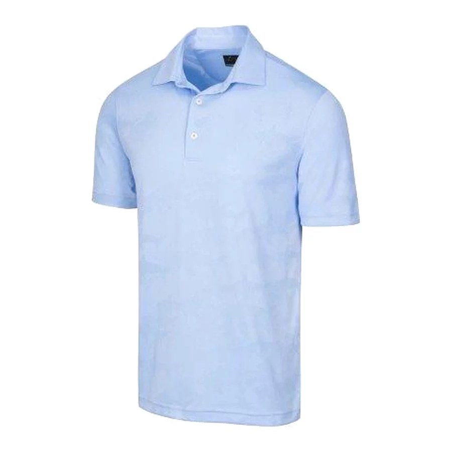 Greg Norman Shark Men's Jacquard Golf Polo - Blue Stream