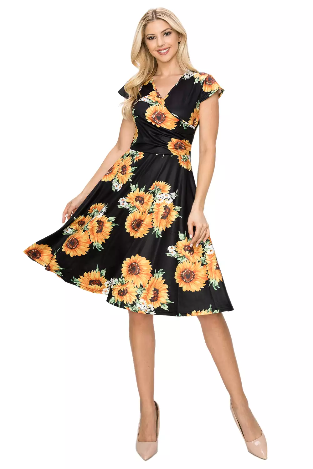 Haute Edition Women's Print V-Neck Skater Dress