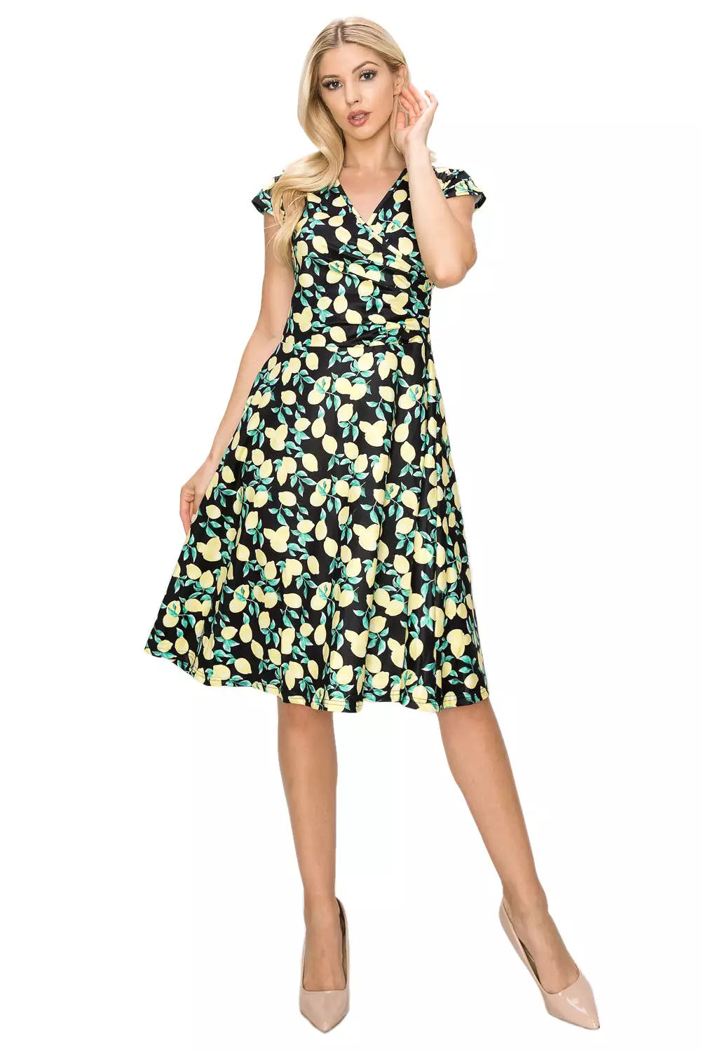 Haute Edition Women's Print V-Neck Skater Dress