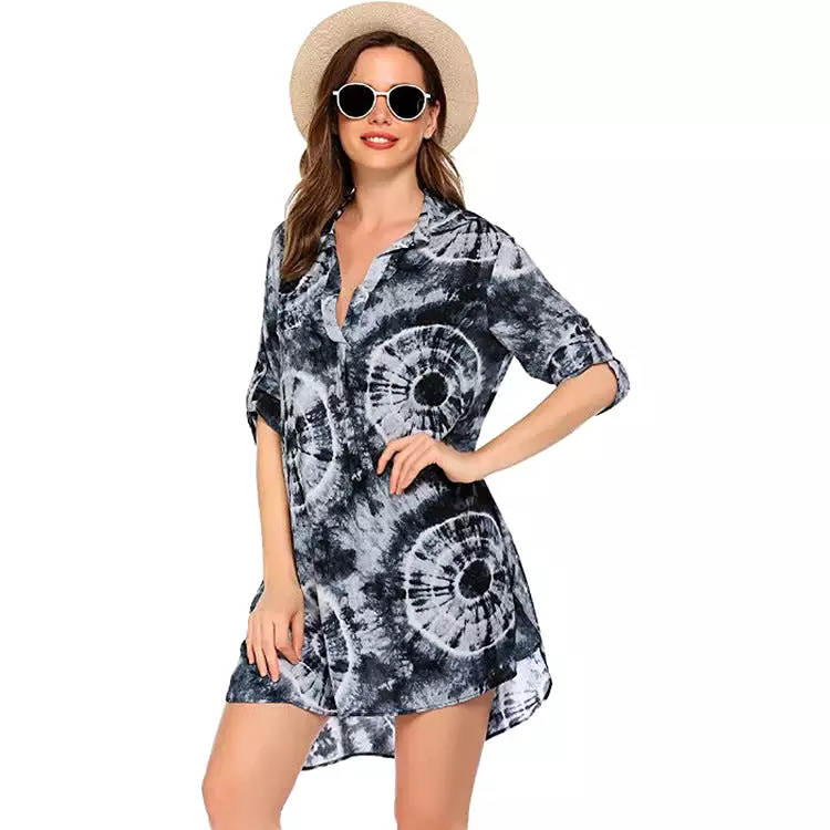 Haute Edition Women's Pullover Swim Beachwear Cover up Tunic Dress