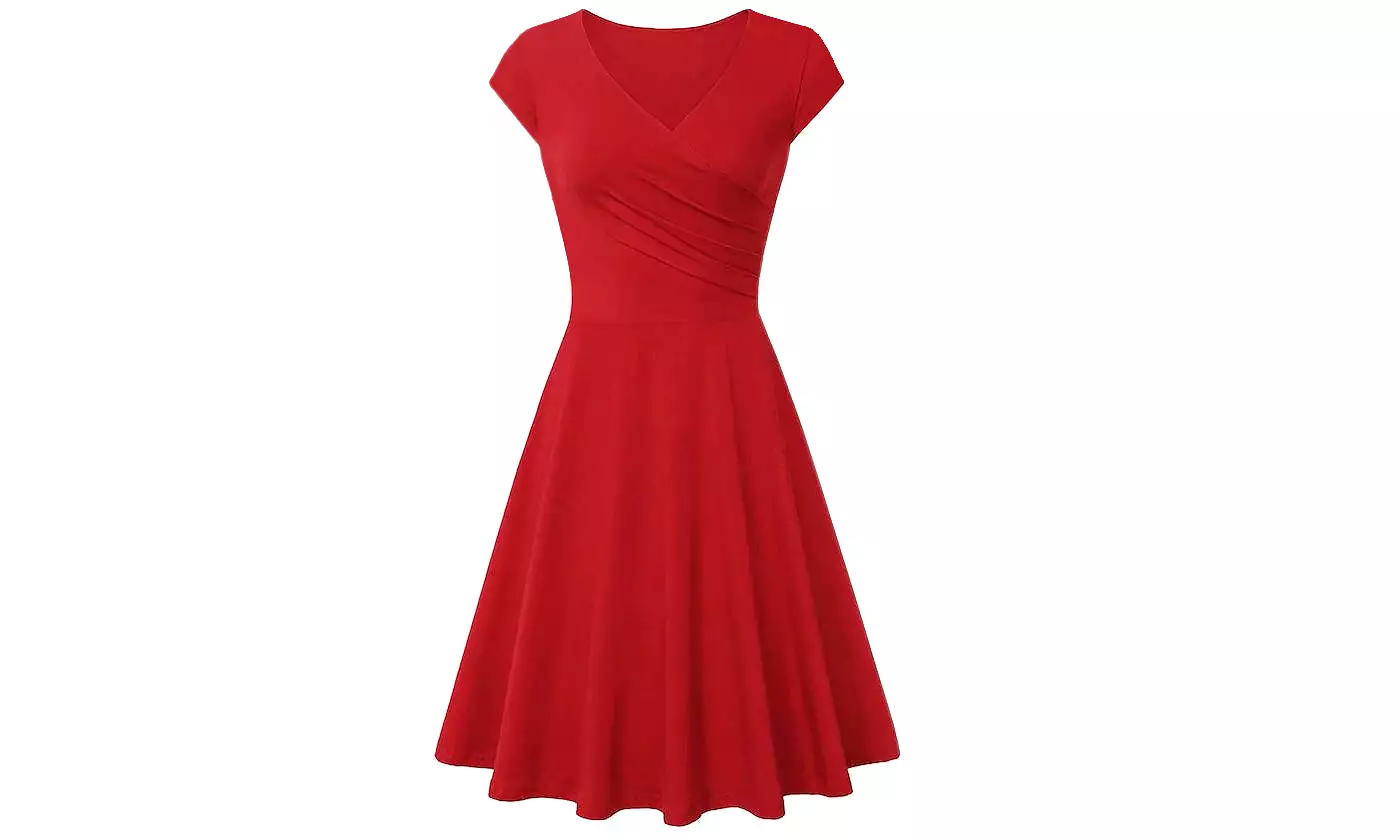 Haute Edition Women's Solid V-Neck Skater Dress