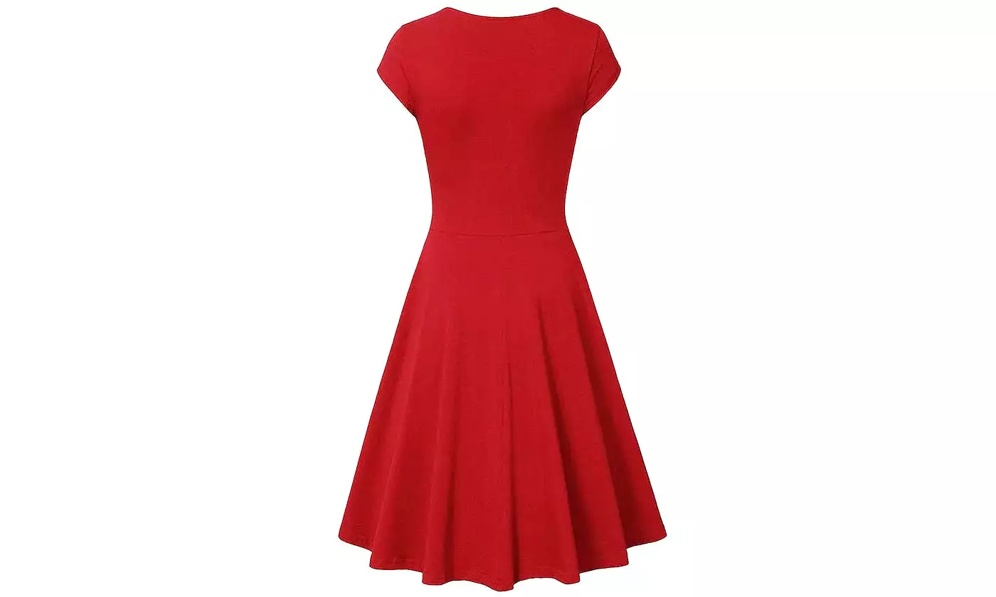 Haute Edition Women's Solid V-Neck Skater Dress