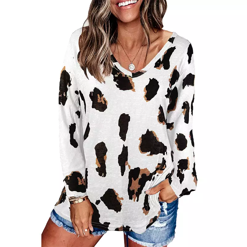 Haute Edition Women's V-Neck Leopard Print Inspired Top