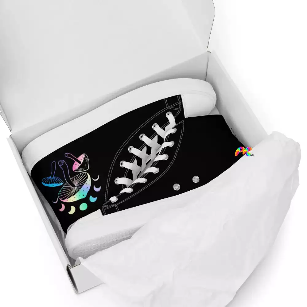 Holographic Mushrooms Women’s High Top Canvas Shoes