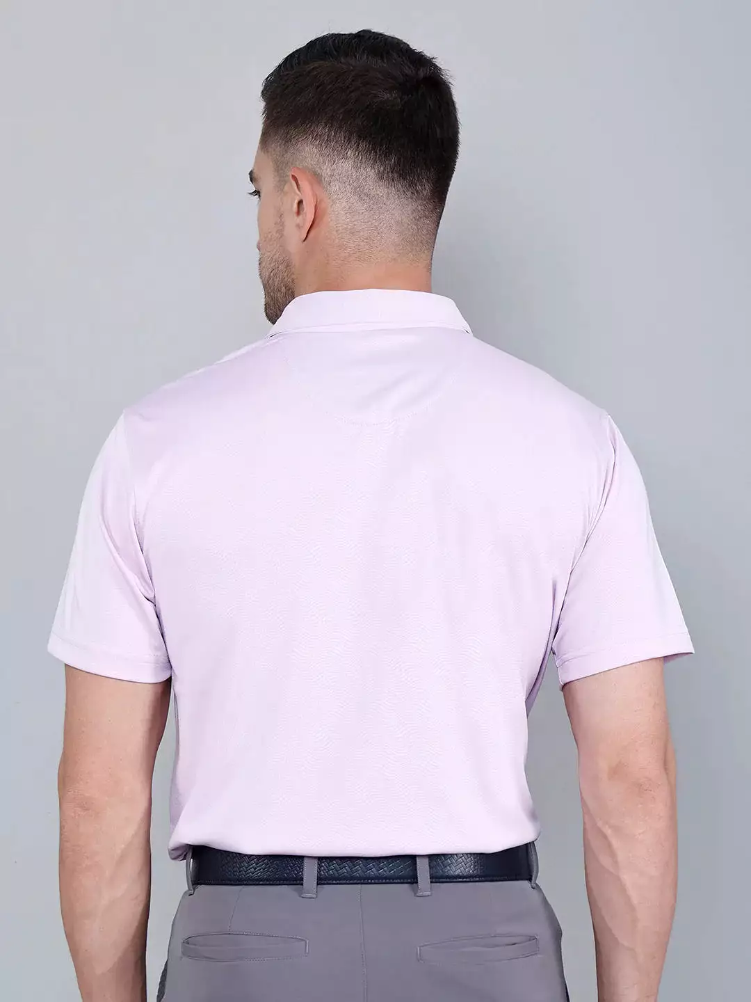 I-GOLF Men's Pink Printed Golf Polo T Shirt