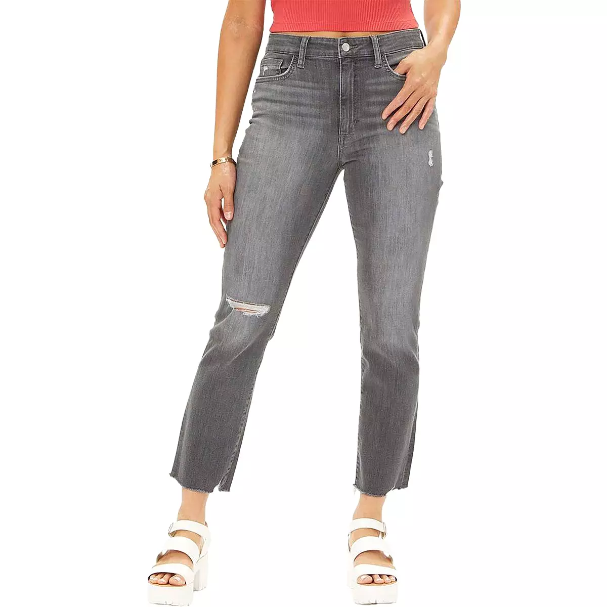 Joe's Womens Straight Leg Distressed Ankle Jeans