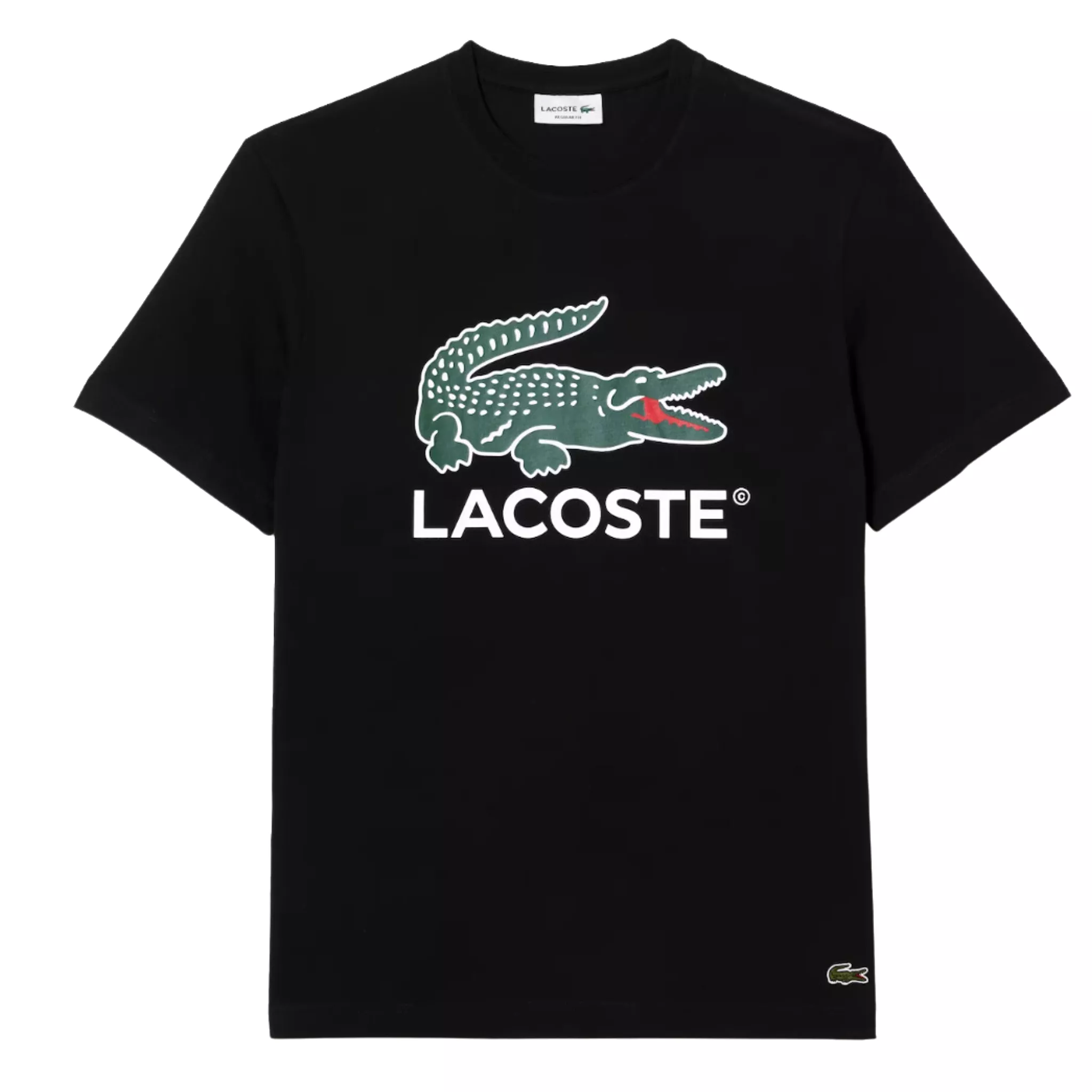 Lacoste Men's Cotton Jersey Signature Print T-Shirt (Black)