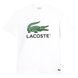 Lacoste Men's Cotton Jersey Signature Print T-Shirt (White)