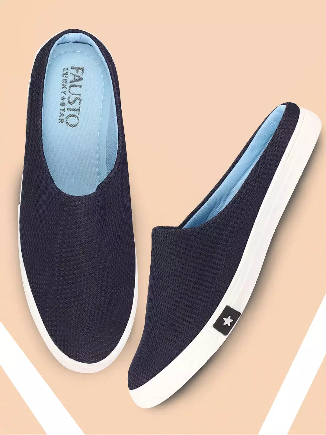 Men Navy Blue Casual Canvas Slip-On Shoes