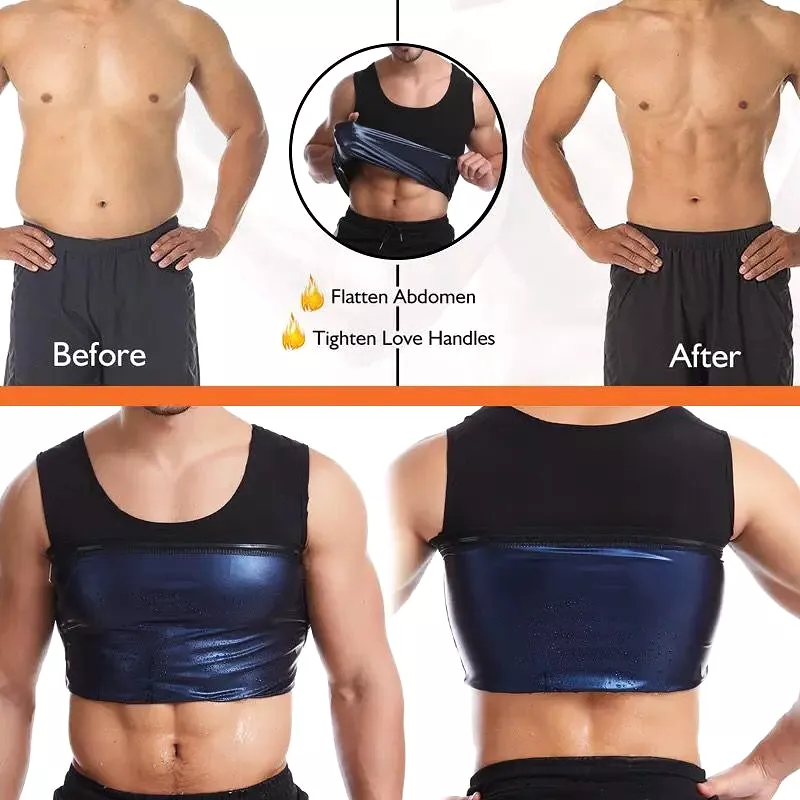 Men Neoprene Sweat Sauna Vest  Body Shaper Waist Trainer Slimming Compression Shapewear Corset Reductor De Abdomen Corset Top X2