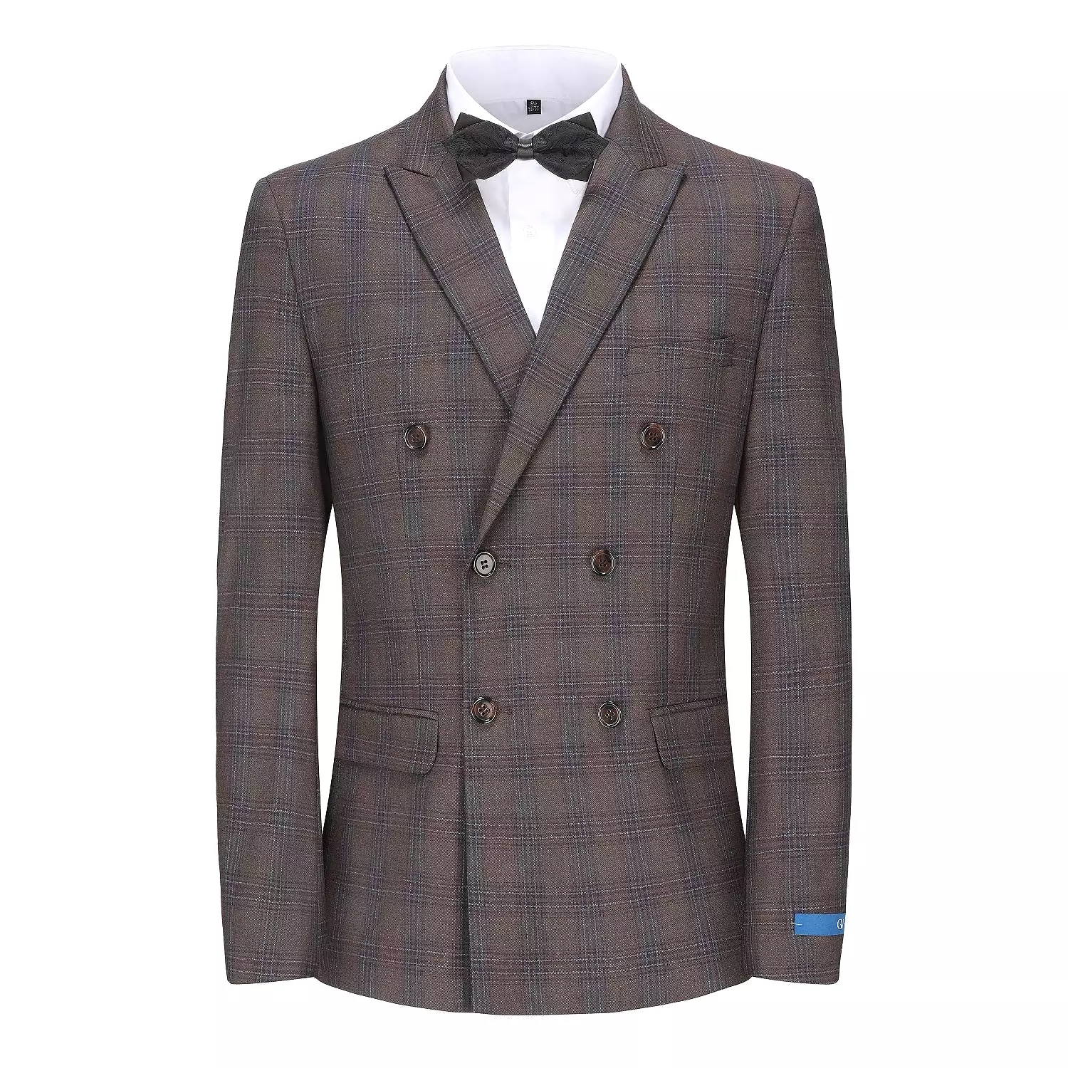 Men's 2-Piece Performance Stretch Double Breasted Blue Check Suit