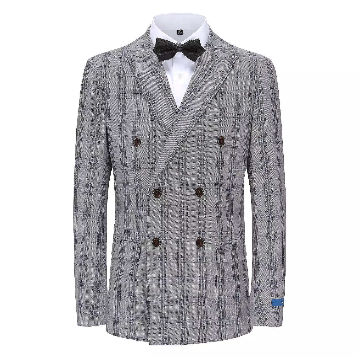 Men's 2-Piece Performance Stretch Double Breasted Blue Check Suit