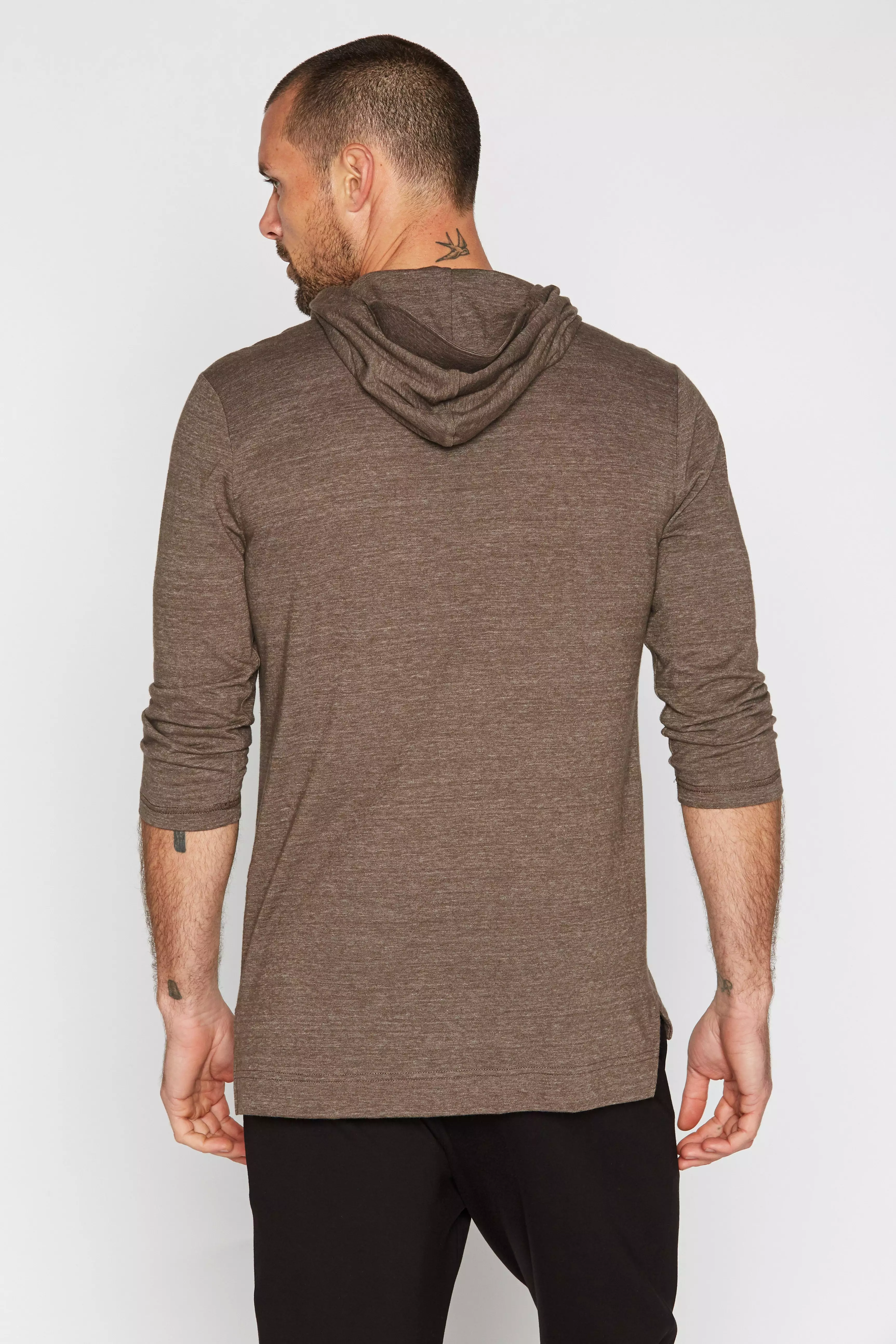 Men's 3/4 Sleeve Cowl Neck Visor Hoodie