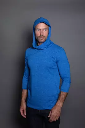 Men's 3/4 Sleeve Cowl Neck Visor Hoodie