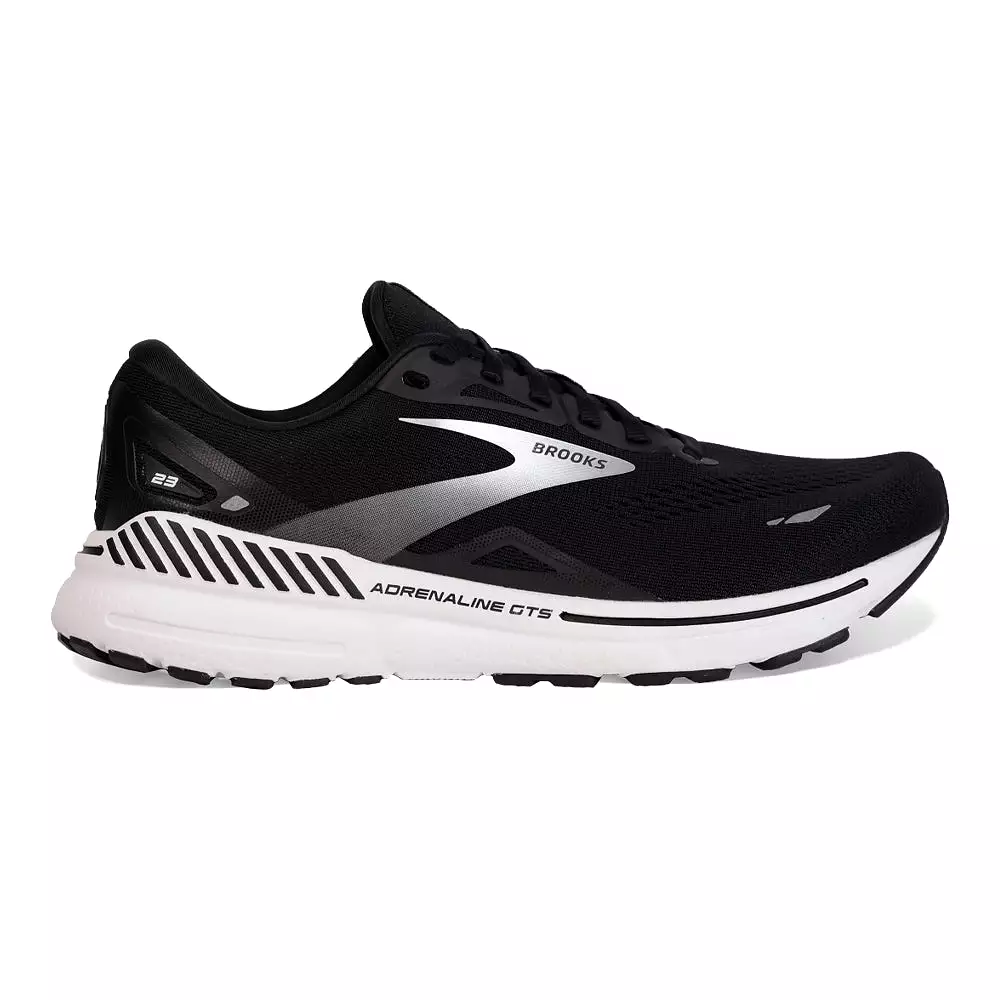 Men's Brooks Adrenaline GTS 23, Black/White/Silver, 11.5 D Medium